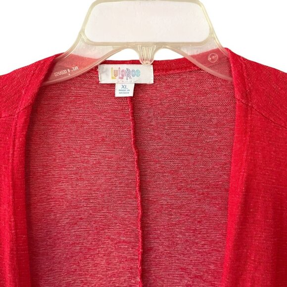 LuLaRoe Womens Open Front Long Red Cardigan Sweater Pockets Lightweight Knit XL - Picture 4 of 6